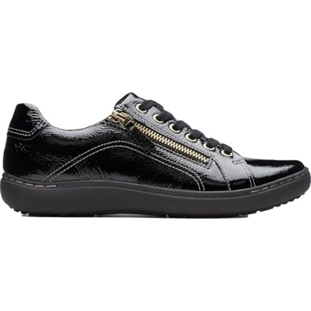 NWT  Clarks Women's Nalle Lace Sneaker, Black Patent Synthetic, 9
